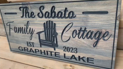 Custom Rustic Cottage Sign | Custom Engraved Lakehouse Sign | Outdoor Cottage Sign | Personalized Family Name Sign Active