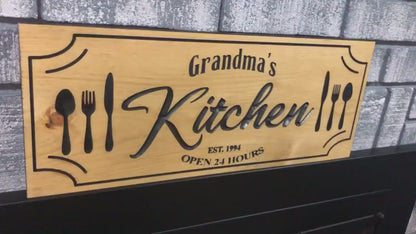 Engraved Wood Kitchen Sign, Custom Wood Art Sign, Engraved Wood Sign, Custom Sign, Wood Sign, Personalized Kitchen Sign Active