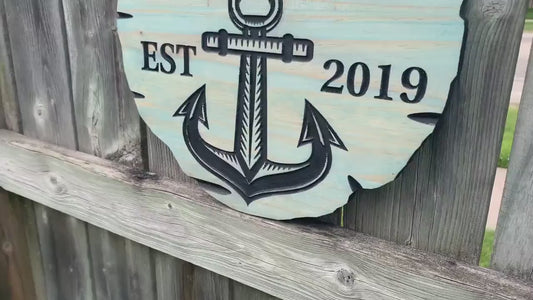 Custom Cottage Sign | Personalized Wood Sign | Wooden Lakehouse Sign | Custom anchor Wood Sign| Boathouse Sign | Lakehouse Sign | Boat Sign