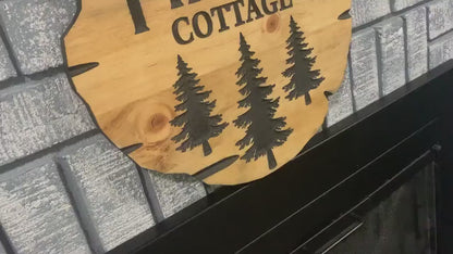 Custom Cottage Sign | Personalized Wood Sign | Wooden Lakehouse Sign | Custom Engraved Wood Sign| Tree art