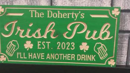 Custom Irish Pub Sign | Wooden Bar Decor| Custom Irish Bar Plaque| Engraved Wall art| Personalized Sign | Outdoor Sign | Rustic Wood Sign |