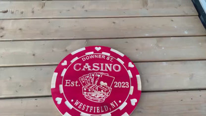 Custom Poker Sign | Personalized Wood Sign | Wooden Poker Room Sign | Custom Engraved Wood Sign | Engraved Poker Chip Mancave Sign, Casino