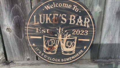 Custom Bar Sign | Personalized Wood Sign | Wooden Bar Sign | Custom Engraved Wood Sign