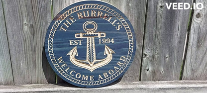 Custom Wooden Boathouse Sign | Anchor Cottage | Personalized Lakehouse Decor |