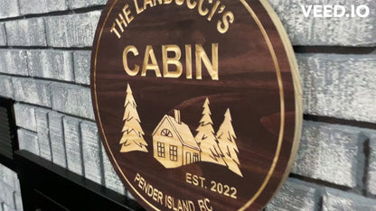 Custom Wooden Cabin Sign | Cabin  Trees | Personalized Family Cottage Sign |