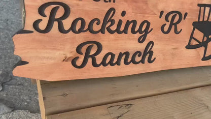 Rocking Chair Sign | Custom Cottage Sign | Wood Cottage Sign | Anniversary Gift | Welcome Sign | Outdoor Rustic Cottage Sign | Engraved Sign