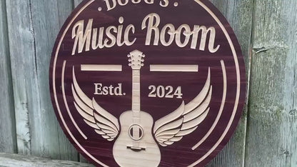 Custom Guitar Sign | Personalized Wood Sign | Wooden Music Sign | Custom Engraved Wood Sign