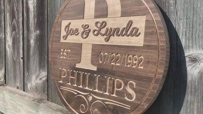 Personal Monogram Wedding Gift Custom Wooden Sign Anniversary Couple Gift Engraved Engraving Decorative Signs family namesign