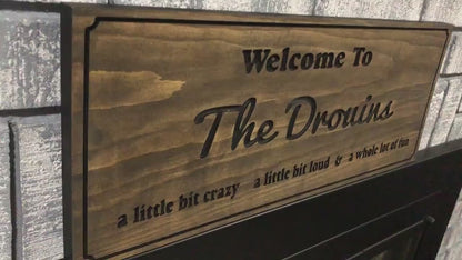 Personalized Family Welcome Sign, Custom Wood Sign, Welcome Sign, Wooden Sign, Engraved Wood Sign, Funny Welcome Sign