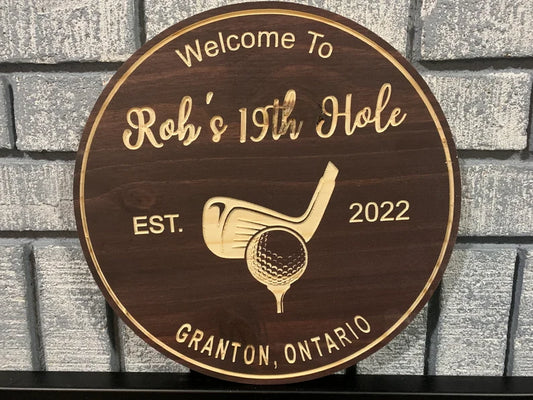 Custom Golf Sign | Custom Name Engraving | Personalized Golf Sign | Father's Day Gift | Engraved Wooden Sign | Wood Sign