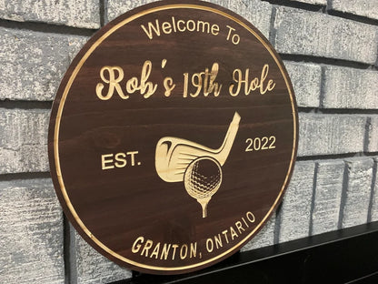 Custom Golf Sign | Custom Name Engraving | Personalized Golf Sign | Father's Day Gift | Engraved Wooden Sign | Wood Sign