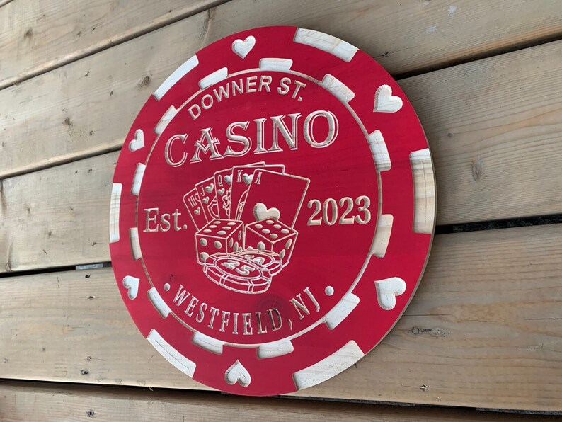 Custom Poker Sign | Personalized Wood Sign | Wooden Poker Room Sign | Custom Engraved Wood Sign | Engraved Poker Chip Mancave Sign, Casino