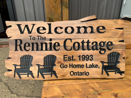 Outdoor Cottage Sign | Custom Cottage Sign | Wood Cottage Sign | Anniversary Gift | Welcome Sign | Rustic Cottage Sign | Engraved Sign