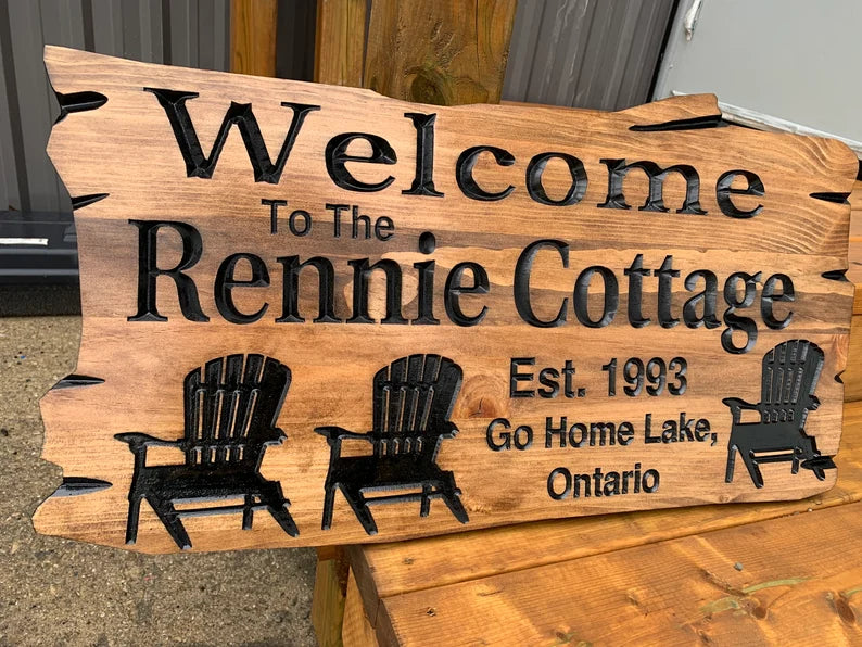 Outdoor Cottage Sign | Custom Cottage Sign | Wood Cottage Sign | Anniversary Gift | Welcome Sign | Rustic Cottage Sign | Engraved Sign