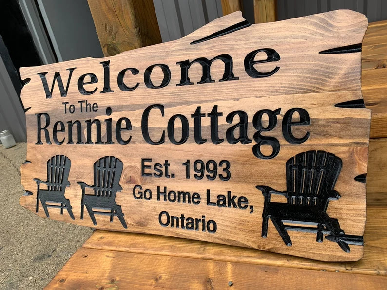 Outdoor Cottage Sign | Custom Cottage Sign | Wood Cottage Sign | Anniversary Gift | Welcome Sign | Rustic Cottage Sign | Engraved Sign