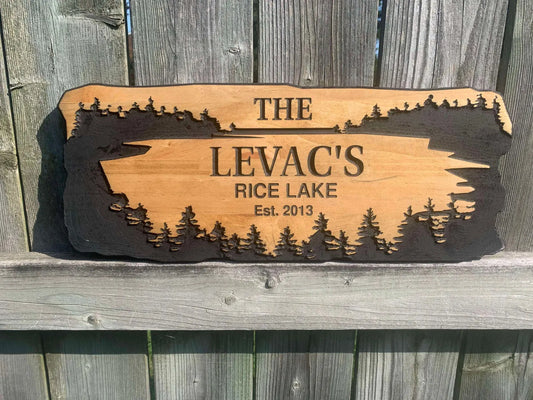Custom Wood Lake Sign – Personalized Lake House Decor, Rustic Cottage Wall Art, Custom Cabin or Dock Name Sign