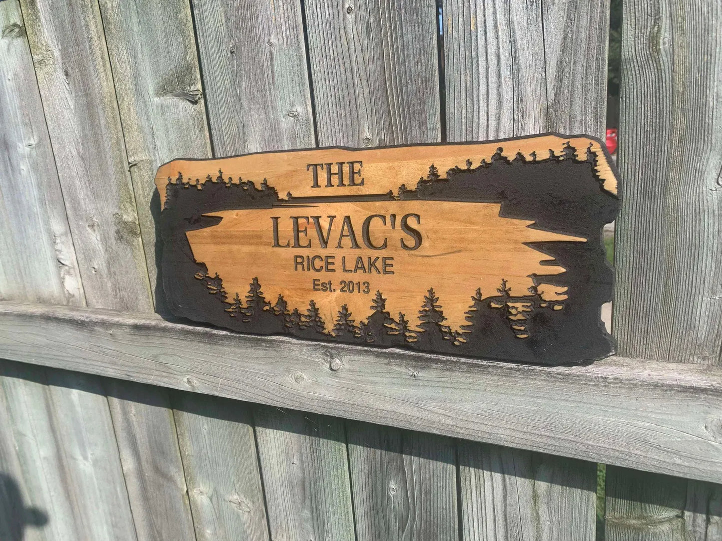 Custom Wood Lake Sign – Personalized Lake House Decor, Rustic Cottage Wall Art, Custom Cabin or Dock Name Sign