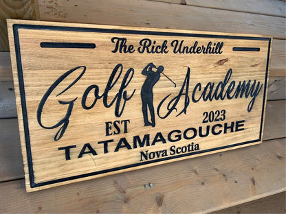 Custom Rustic Golf Sign | Custom Engraved Lakehouse Sign | Outdoor Cottage Sign | Personalized Family Name Sign Active