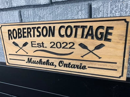 Custom Cottage Sign | Custom Engraved Sign | Outdoor Cottage Sign | Personalized Family Name Sign Active | Wooden Sign | Father's Day Gift |