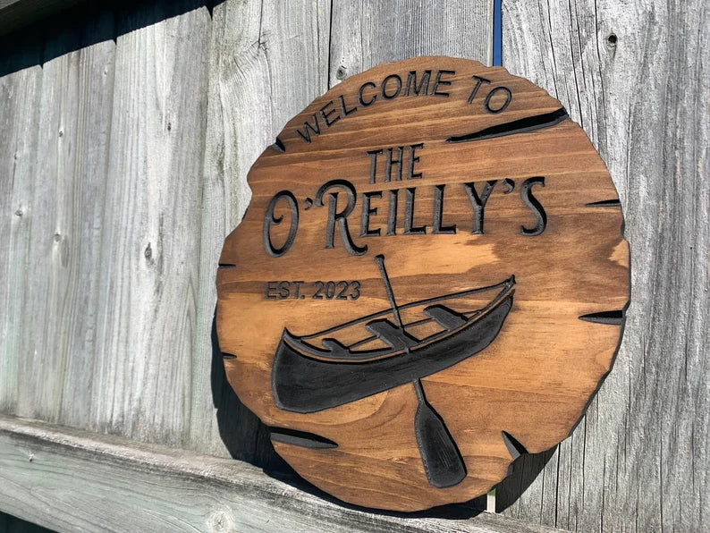 Custom Cottage Sign | Personalized Wood Sign | Wooden Lakehouse Sign | Custom Engraved Wood Sign| Outdoor Boat Signage