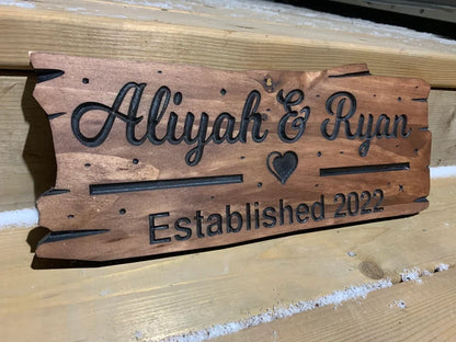 Anniversary Gift | Custom wooden | Wood Cottage Sign | Outdoor Welcome Sign | Rustic Valentine’s Day sign | Engraved Sign personalized gift