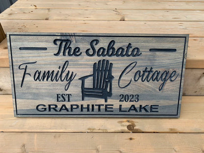 Custom Rustic Cottage Sign | Custom Engraved Lakehouse Sign | Outdoor Cottage Sign | Personalized Family Name Sign Active