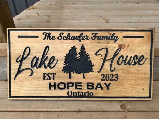 Custom Rustic Cottage Sign | Custom Engraved Lakehouse Sign | Outdoor Cottage Sign | Personalized Family Name Sign Active | Deer Head Sign