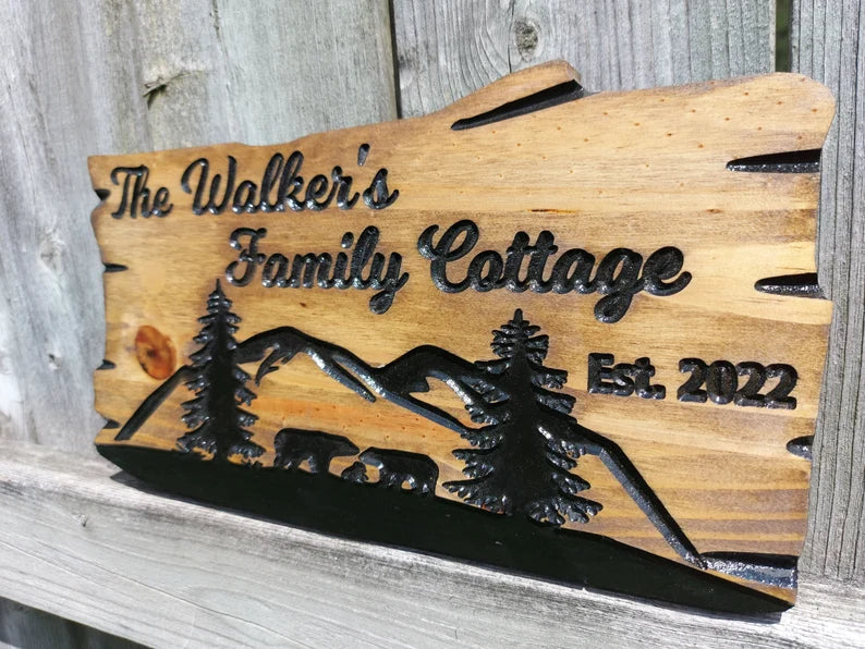 Custom Cottage Sign | Wood Cottage Sign | Anniversary Gift | Welcome To Our Cottage | Rustic Cottage Sign | Engraved Sign | Wood Sign