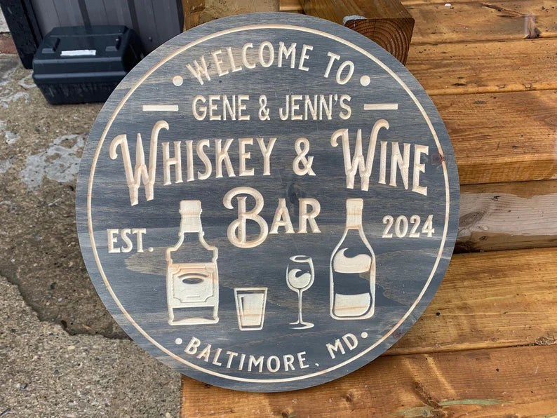 Custom Bar Sign | Personalized Wood Sign | Wooden Bar Sign | Custom Engraved Wood Sign | Wine Bar Whiskey Bar