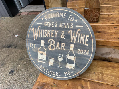 Custom Bar Sign | Personalized Wood Sign | Wooden Bar Sign | Custom Engraved Wood Sign | Wine Bar Whiskey Bar