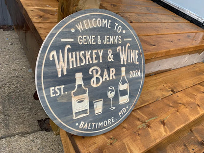 Custom Bar Sign | Personalized Wood Sign | Wooden Bar Sign | Custom Engraved Wood Sign | Wine Bar Whiskey Bar